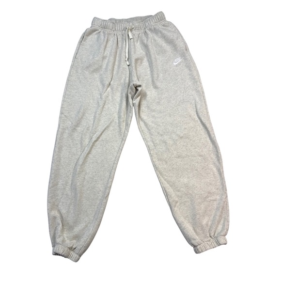 Nike Pants - Nike Sweatpants Womens Small Oatmeal Fleece Joggers Drawstring Logo